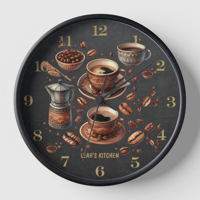 Horloge ☕ Coffeecore Clock Coffee Mèmes Barista Chalkboard (Recto)