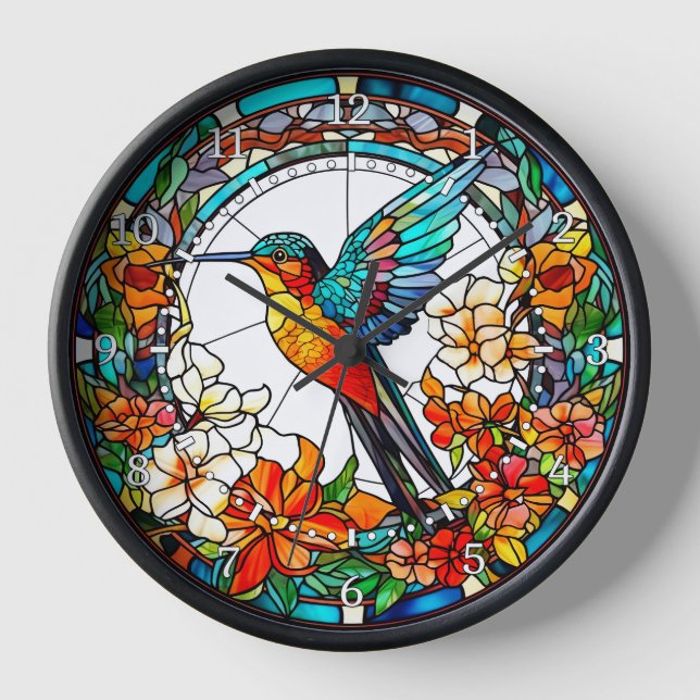 Horloge Colibri de style vitrail  (Recto)