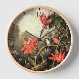 Horloge Colibri et Passionnfleurs