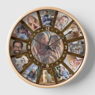 Horloge Collage Photo Famille 13 Custom Facile Ferme Bois