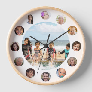 Horloge Collage photo personnalisé Moments de famille rond