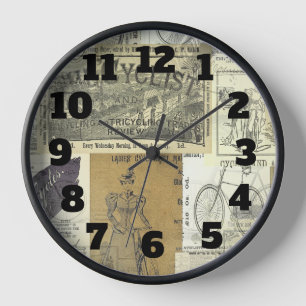 Horloge Collage publicitaire vintage à vélo et à vélo