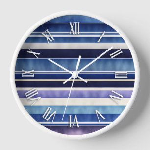 Horloge Collection de rayures de bateaux bleus de la Marin