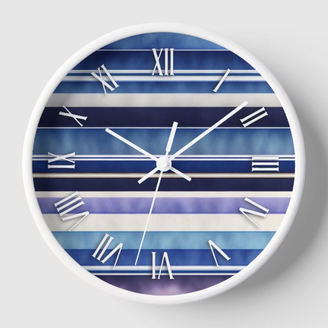 Horloge Collection de rayures de bateaux bleus de la Marin (Recto)