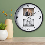 Horloge Collection photo Modern Family Keepsaké 2<br><div class="desc">Créez votre garde-famille moderne 2 photo collage horloge. Personnalisez avec 2 de vos photos de famille préférées et faites votre propre horloge murale personnalisée pour votre maison ou un cadeau.</div>