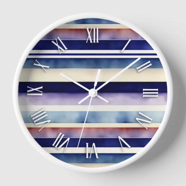 Horloge Collection populaire Summer Navy Blue Boat Stripes (Recto)