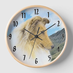 Horloge Collie en Montagne (Rough) Peinture - Chien Art