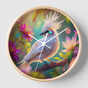 Horloge Colombe fantaisiste à plumage juvénile crêté