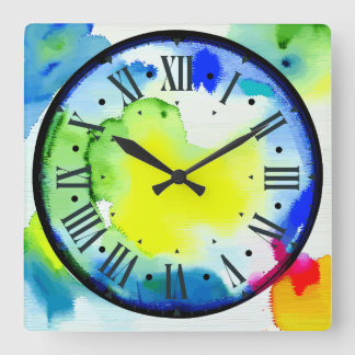 horloge colorée en aquarelle abstraite