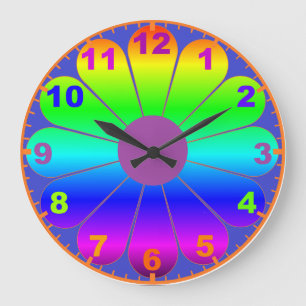 Horloge colorée métallique de flower power avec