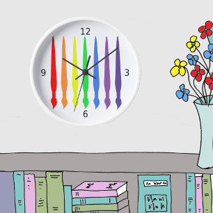 Horloge Coloured paintbrushes, simple, moderne, colourful