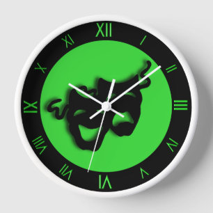 Horloge Comedy and Tragedy Cool Green Theater Wall Clock