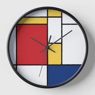 Horloge Composition minimaliste Abstraite Mondrian