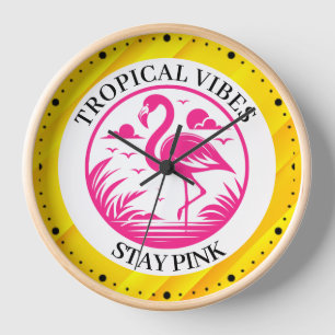 Horloge Conception de cercle d'été flamant rose-68730