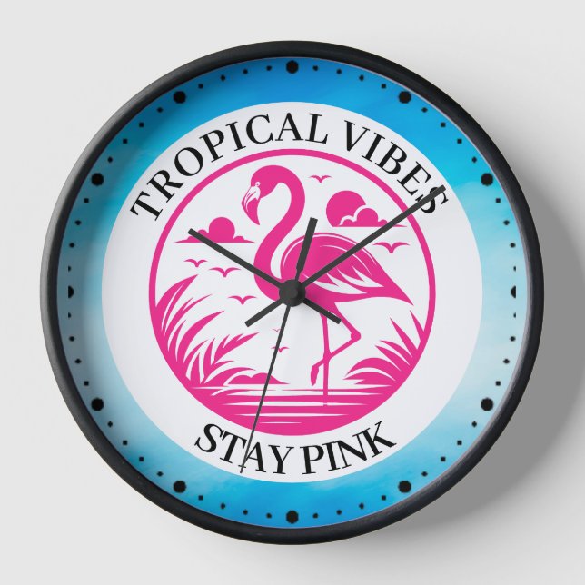Horloge Conception de cercle d'été flamant rose-68730 (Recto)
