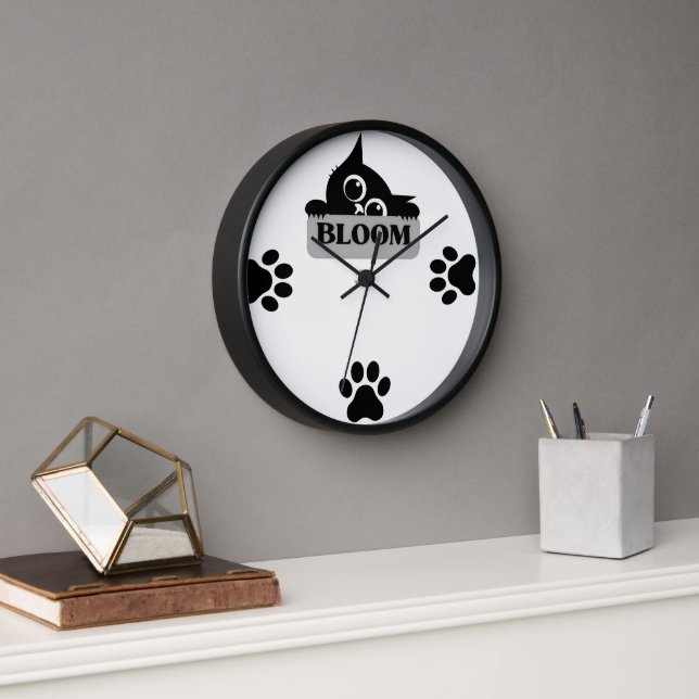 Horloge Conception de chat floral Bloom Mignonne (Bureau)