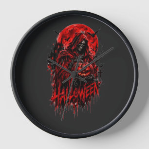 Horloge Conception de la fête d'Halloween avec la Faucheus