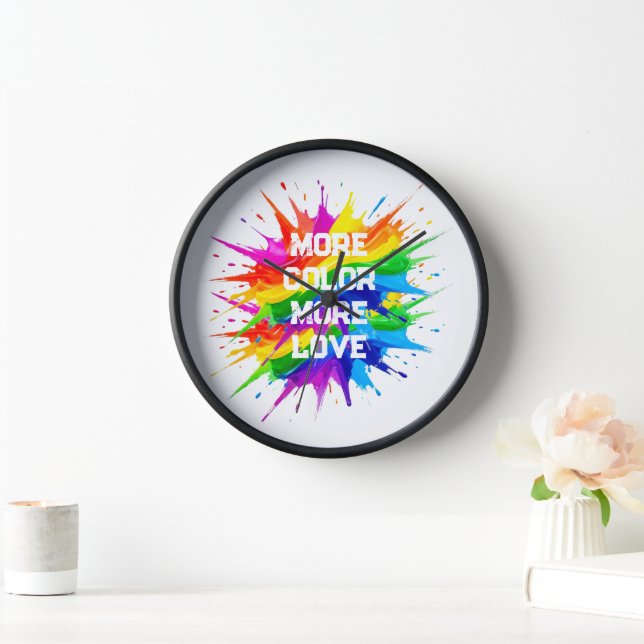 Horloge Conception de mois de fierté de giclée d'arc-en-ci (Maison)