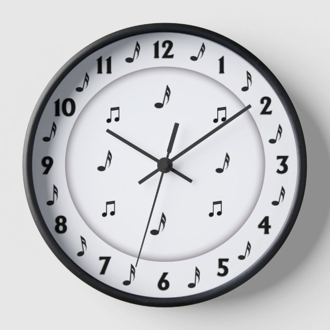 Horloge Conception de musique festive chiffres noirs (Recto)
