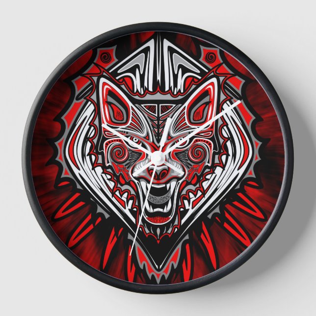 Horloge Conception de totem tribal Haida Loup (Recto)