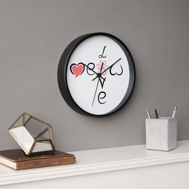 Horloge Conception d'empreinte de patte de coeur mignon po (Bureau)