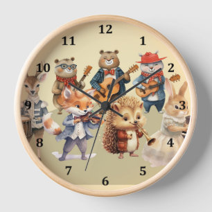 Horloge Conception d'horloge avec un orchestre animalier