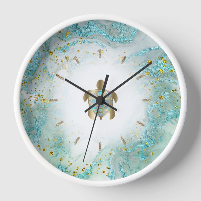 Horloge Conception turquoise des tortues de mer (Recto)