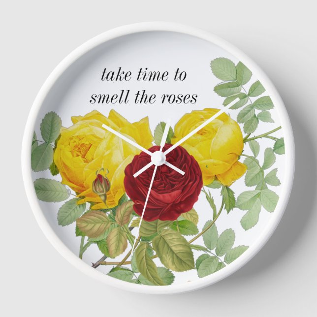 Horloge Conception Vintage Roses Rouges Jaunes  (Recto)