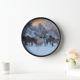 Horloge Conduite de chevaux en hiver au Hideout Ranch