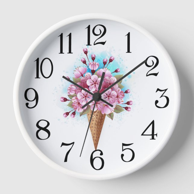 Horloge Cône de gaufre de glace rose Sakura (Recto)