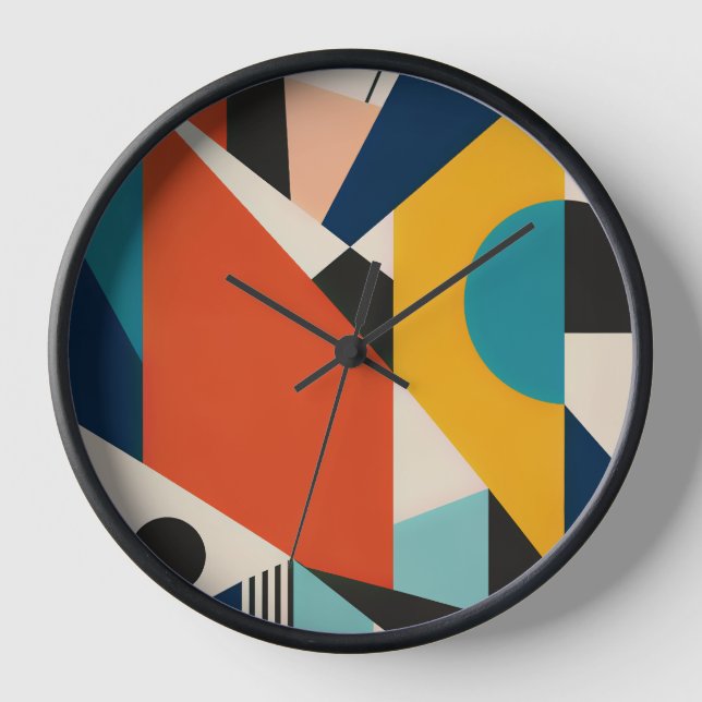 Horloge Constructivist Teal Orange Geometric Abstract (Recto)