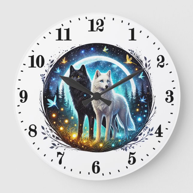 Horloge cool amoureux des animaux loup (Recto)