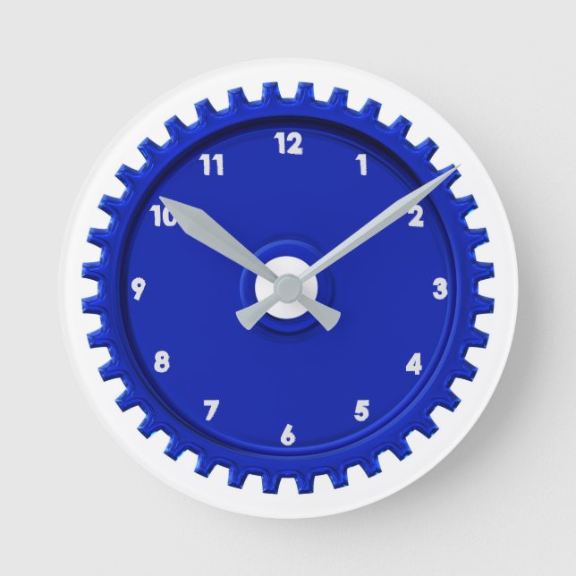 Horloge cool Garage bleu en forme d'engrenage (Recto)
