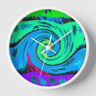 Horloge Cool I Love Hawaii : Floral Pop Art motif Design