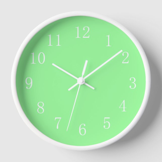 Horloge Cool Mint Green avec accents blancs Salle de bain (Recto)