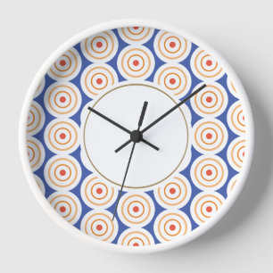 Horloge Cool Moderne Bleu Orange Blanc Concentré Art