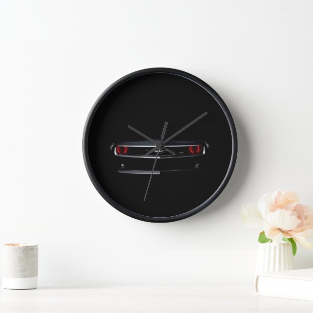 Horloge Cool personnalisé noir Chevy Camaro (Maison)