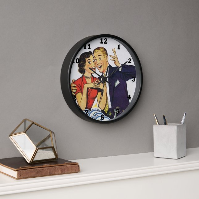 Horloge cool rétro cuisine vintage couple (Bureau)