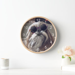 Horloge Cool Shih Tzu cheveux longs Lunettes de soleil vin