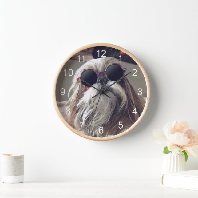 Horloge Cool Shih Tzu cheveux longs Lunettes de soleil vin (Maison)