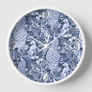 Horloge Copie, marine et blanc de paon de Nouveau d'art