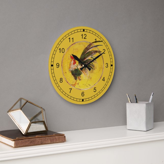 Horloge - Coq et fond jaune (Bureau)