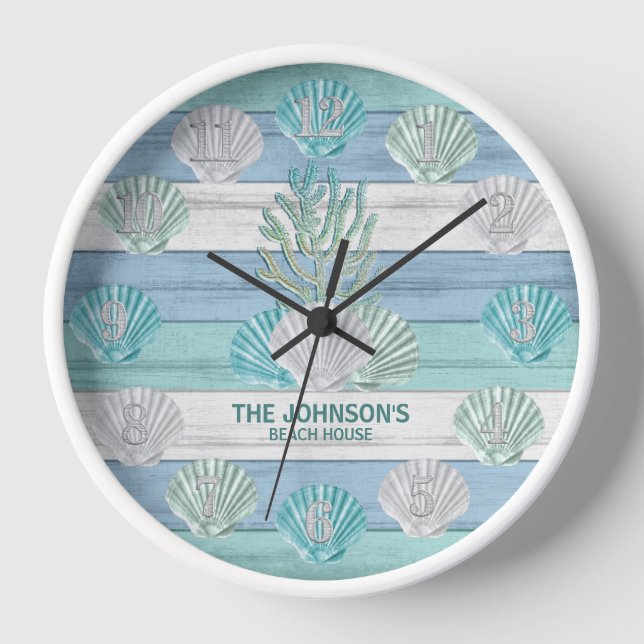 Horloge Coquillages de plage tropicaux (Recto)