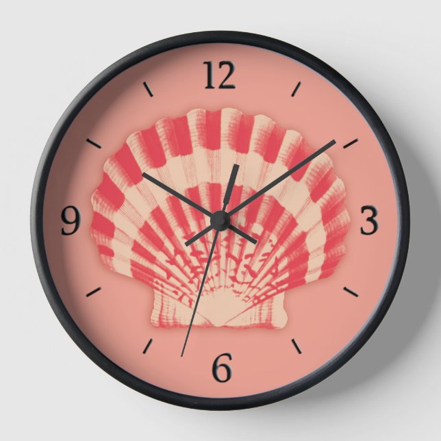 Horloge Coquilles de mer - corail et pêche (Recto)
