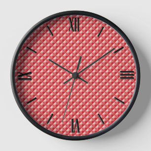 Horloge Corail rose, look émail, grille cloutée