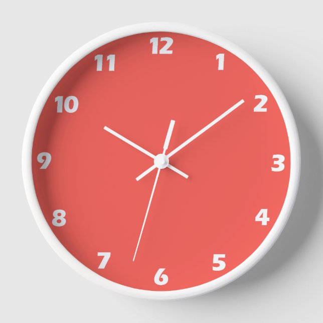 Horloge Corail vivant couleur solide (Recto)