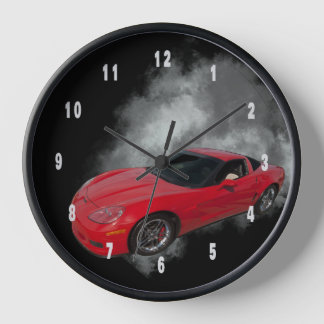 Horloge Corvette rouge avec fumée grise arrière - plan amo