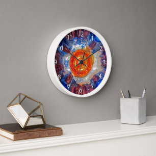 Horloge Cosmos éclatant - Van Gogh Orange Sun - nombres