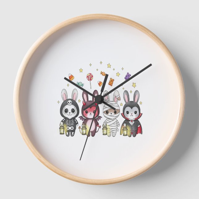 Horloge Costume de lapin mignon Halloween (Recto)