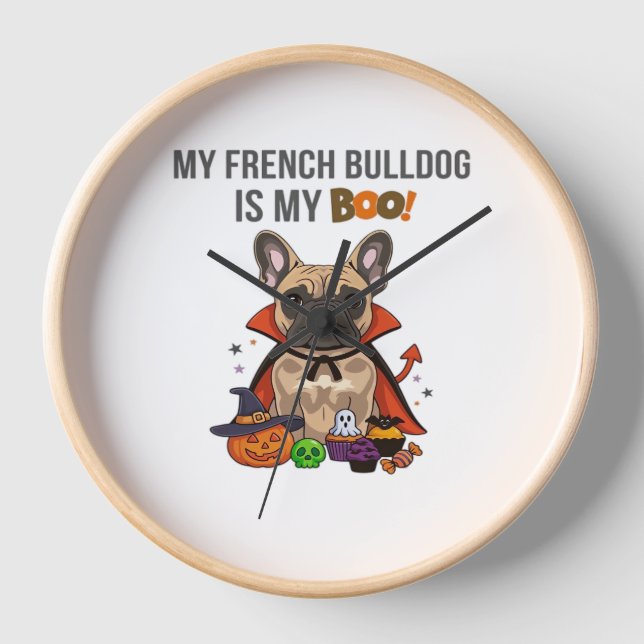 Horloge Costume d'Halloween pour chien français Mon Bulldo (Recto)